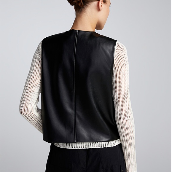 Eco friendly black oversized faux leather vest NWT - Picture 2 of 9